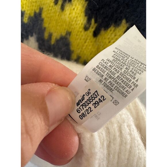 AERIE Quarter Zip Sweater Fair Isle Cozy Soft Thick Chunky Nordic Size Medium - Picture 7 of 10